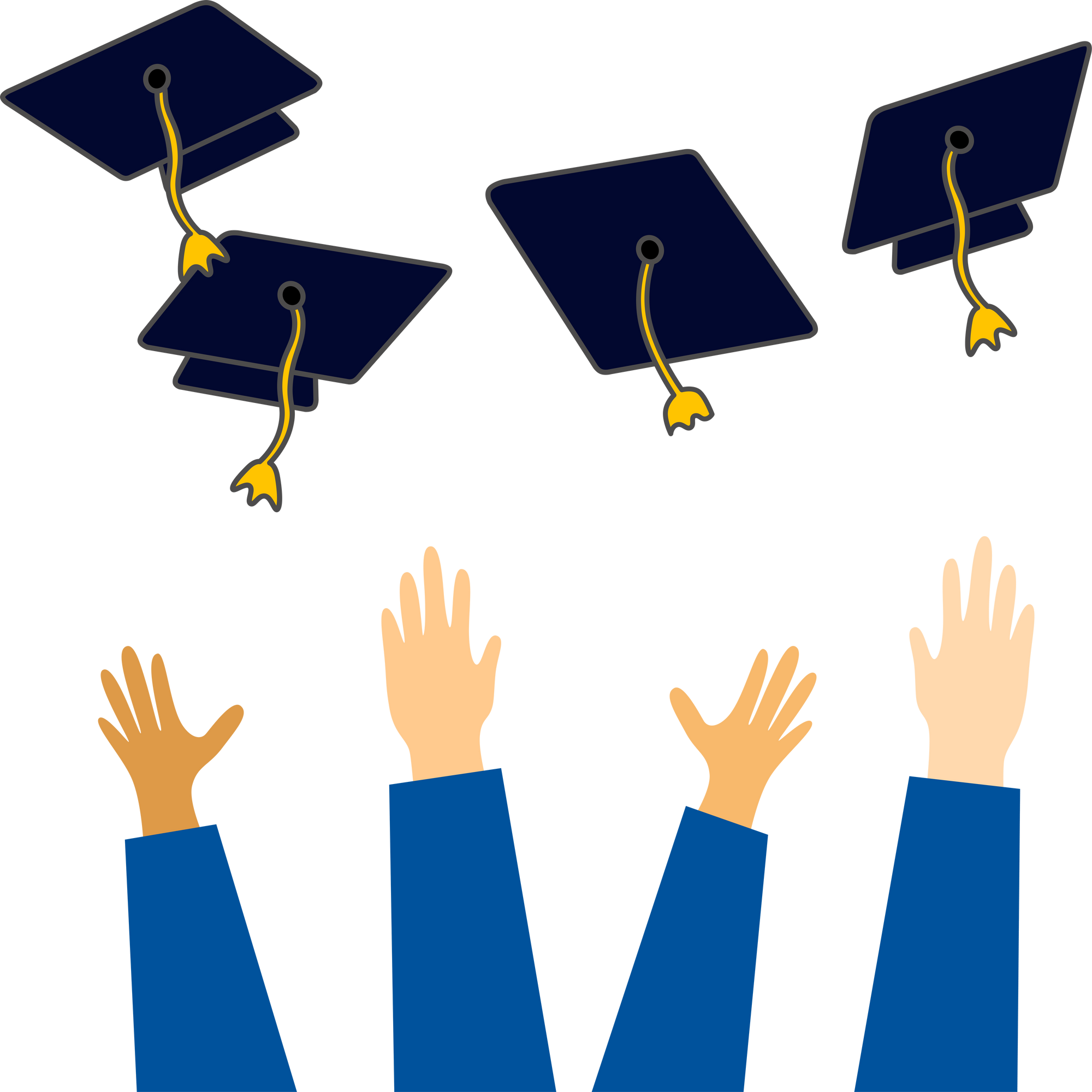 Hands with University Graduation Hat Illustration